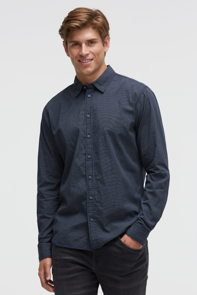 Košile s dlouhým rukávem s celoplošným potiskem a pruhy 