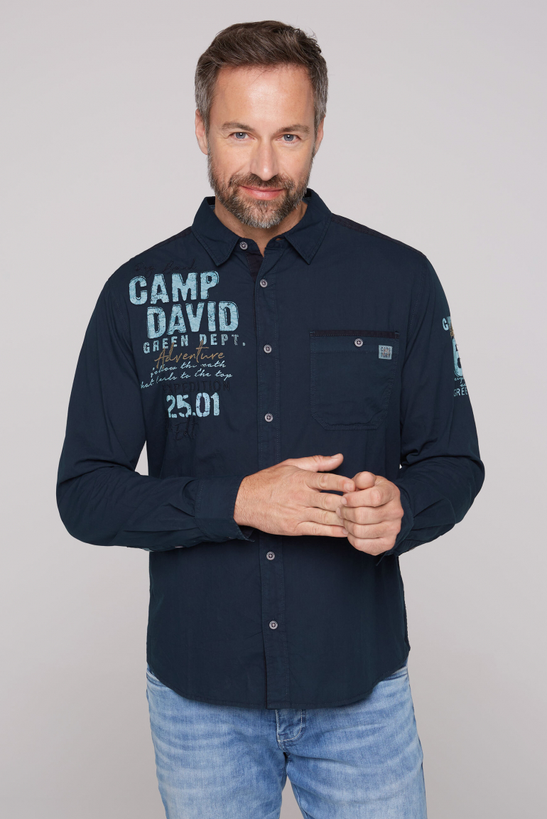 

CAMP DAVID Košile s dlouhým rukavem a výšivkami loga - blue navy, Modrý
