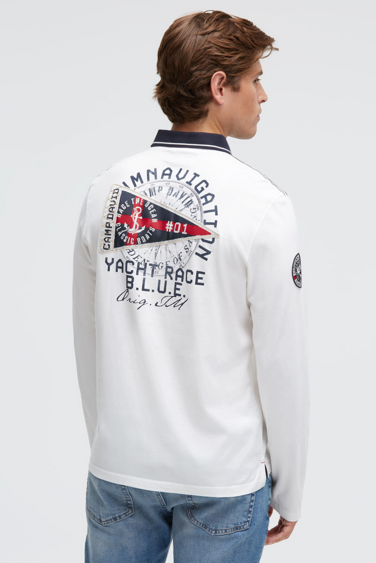 Polo tričko s dlouhým rukávem a artworkem na zádech 