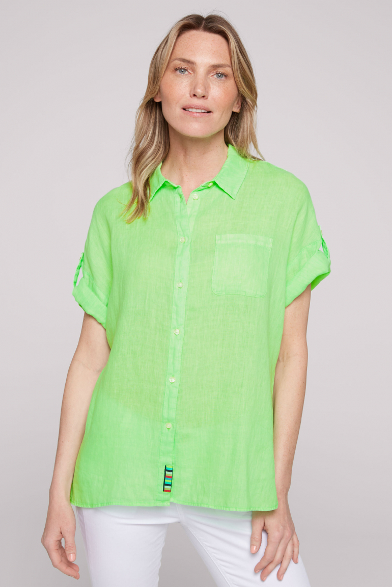 Oversized lněná halenka s výšivkou loga 
