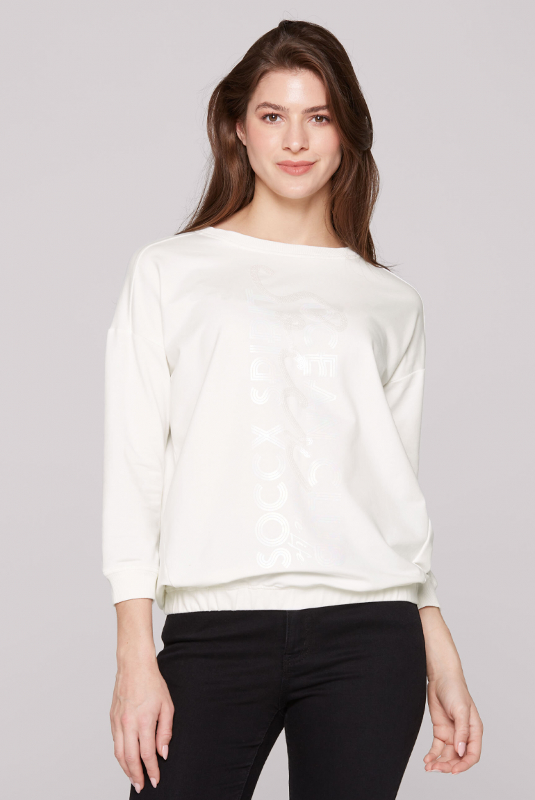 Oversized mikina s artworkem s flitry 