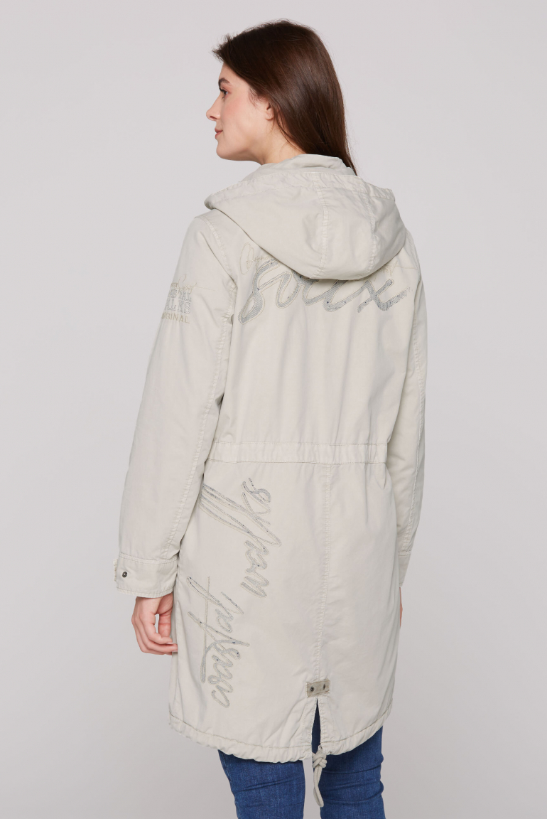 

SOCCX Parka s kapuci a artworkem na zadech - stone beige, Kámen béžový