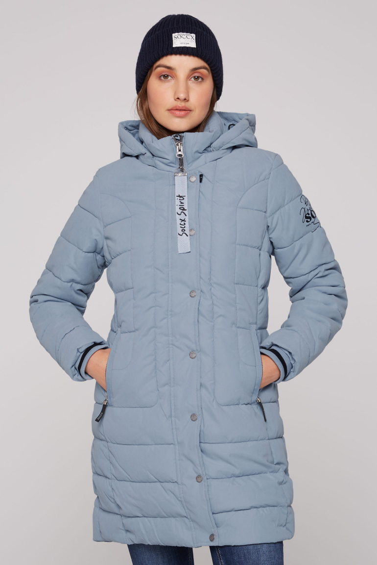 

SOCCX Sametově hebka parka s odnimatelnou kapuci - cool grey, Chladná šedá