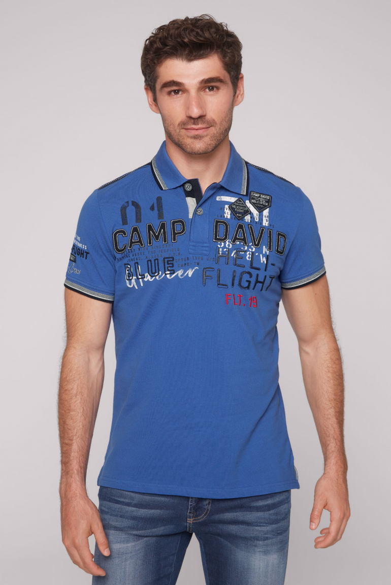 

CAMP DAVID Polo tričko z pike se značkovými aplikacemi - strong blue
