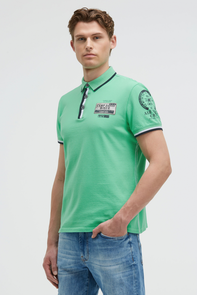 Polo tričko z piké s potisky a nášivkami 