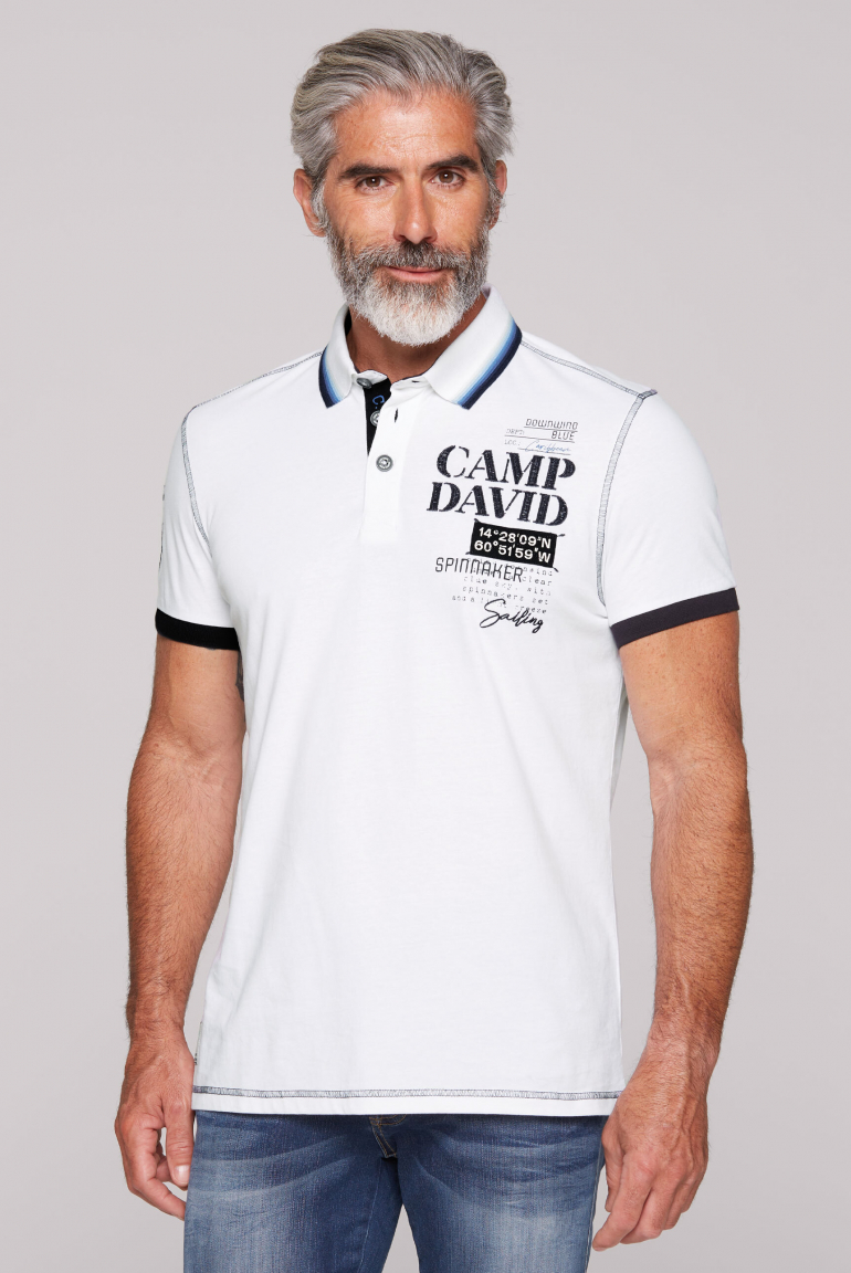 

CAMP DAVID Polo tričko  aplikacemi loga - opticwhite, Optická bílá
