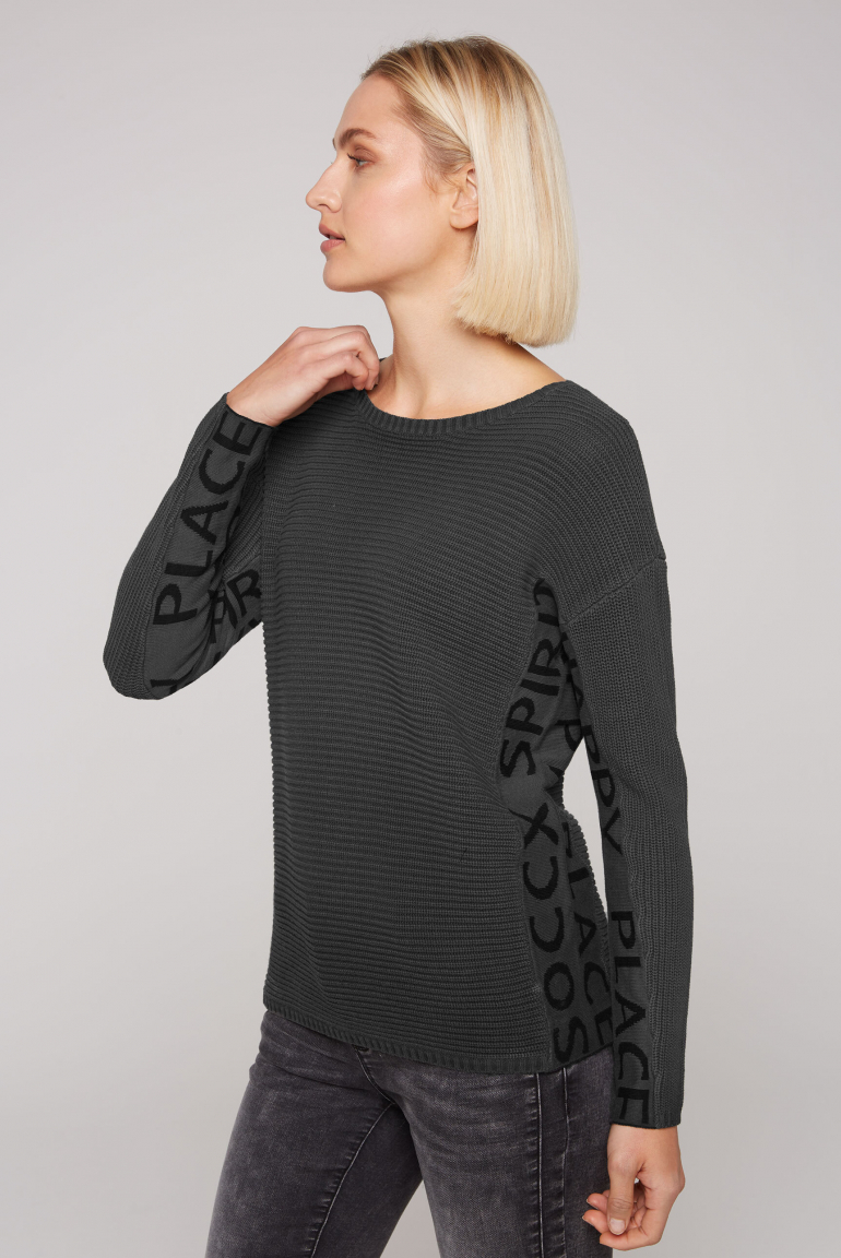 

SOCCX Svetr s intarzovaným logem - black, Černý