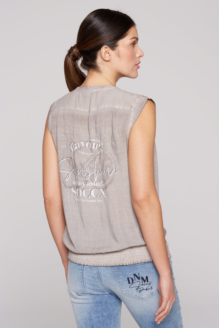 Ärmellose Bluse mit Rücken-Artwork 