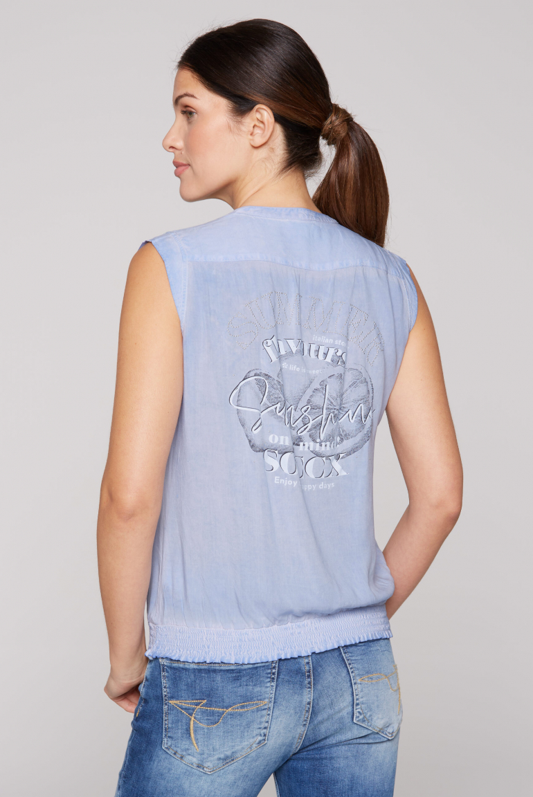 Ärmellose Bluse mit Rücken-Artwork 