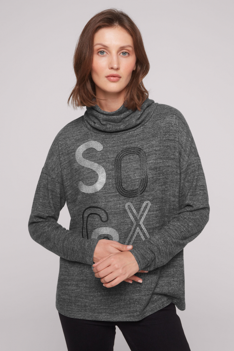 

SOCCX Rolak z flaušoveho upletu  třpytivým logem - black, Černý