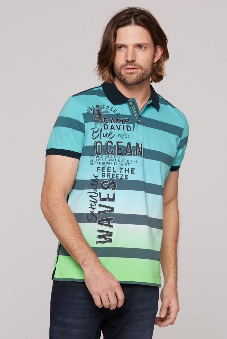 Pruhované dip dye polo tričko s artworkem loga 