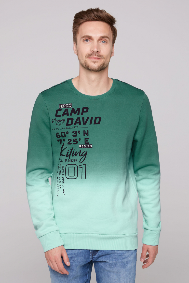 

CAMP DAVID Dip dye mikina s 3D potiskem - new aqua, Nové akva