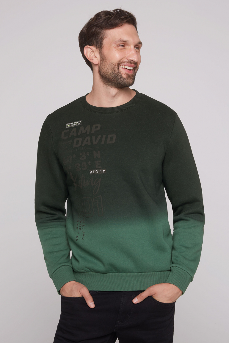 

CAMP DAVID Dip dye mikina  3D potiskem - dark green, Zelený
