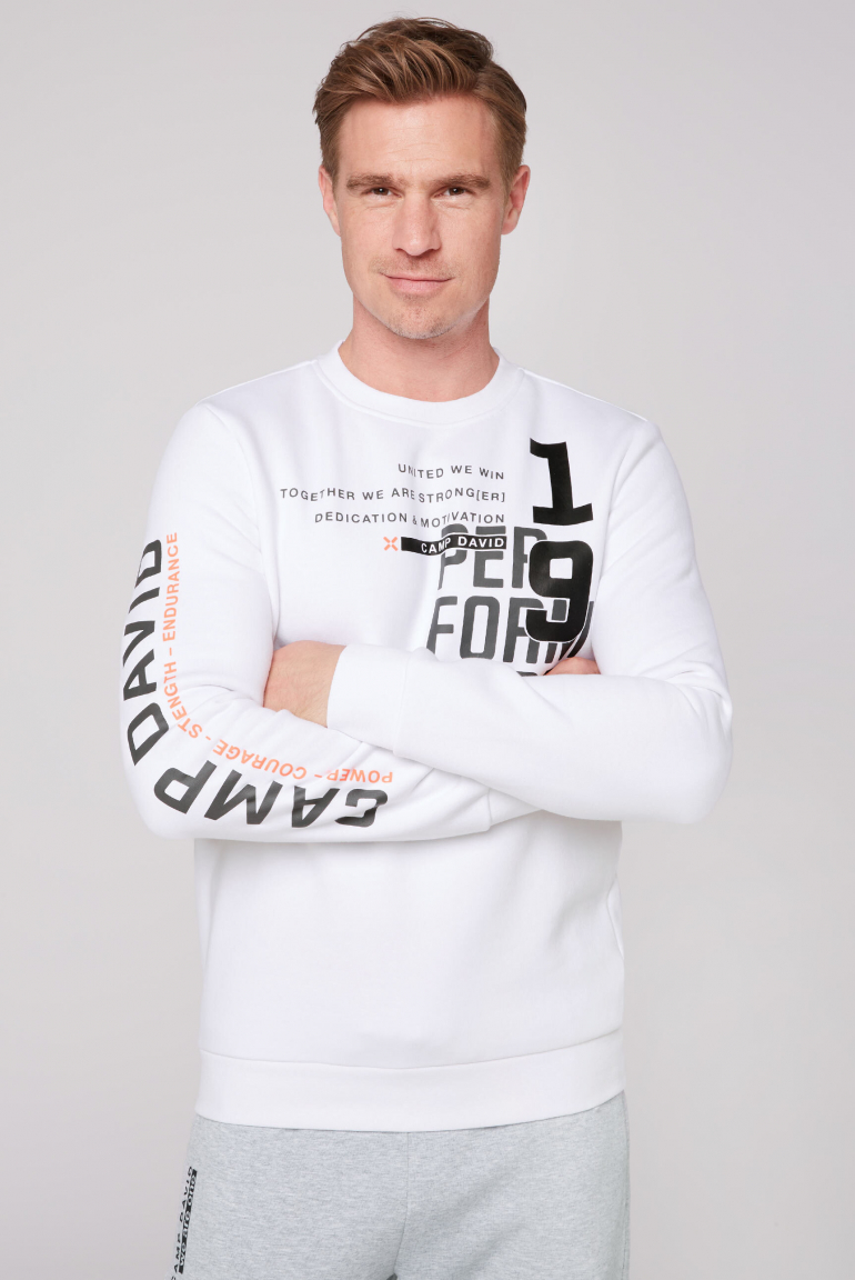 

CAMP DAVID Mikina s athleisure potisky - opticwhite, Bílý