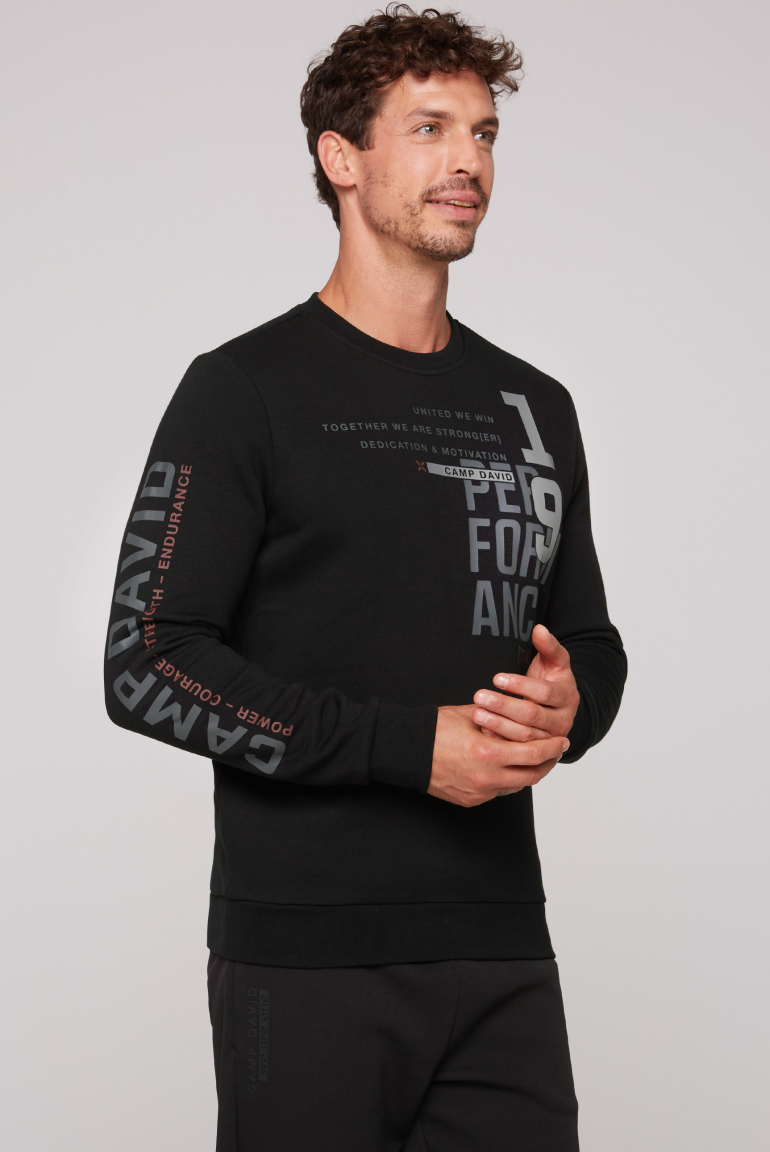 

CAMP DAVID Mikina s athleisure potisky - black, Černý