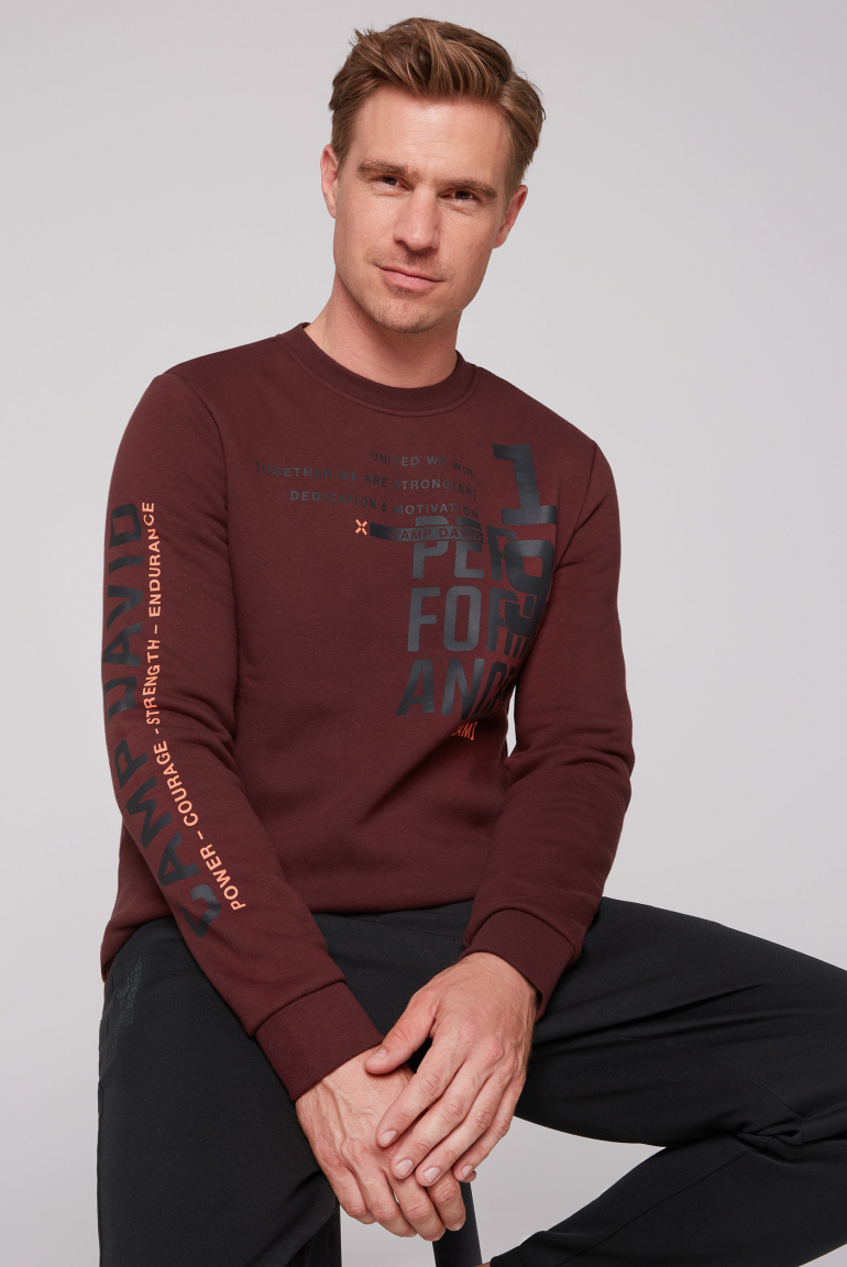 

CAMP DAVID Mikina s athleisure potisky - winter red, Červený