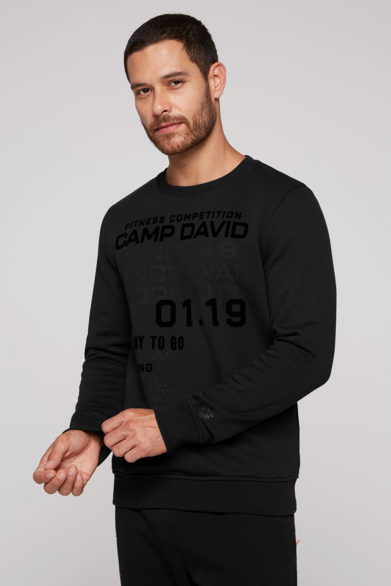 

CAMP DAVID Mikina  potisky značky - black, Černý