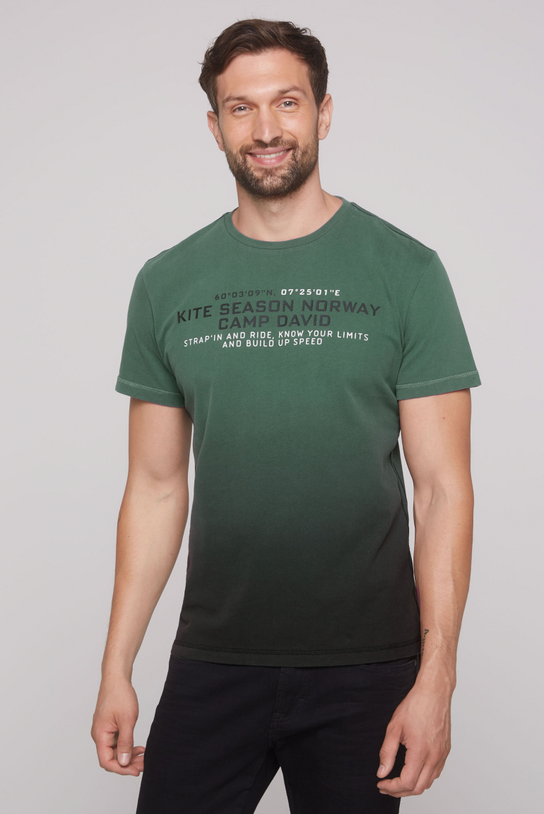 

CAMP DAVID Dip dye tričko  potiskem na zadech - dark green, Tmavozelený