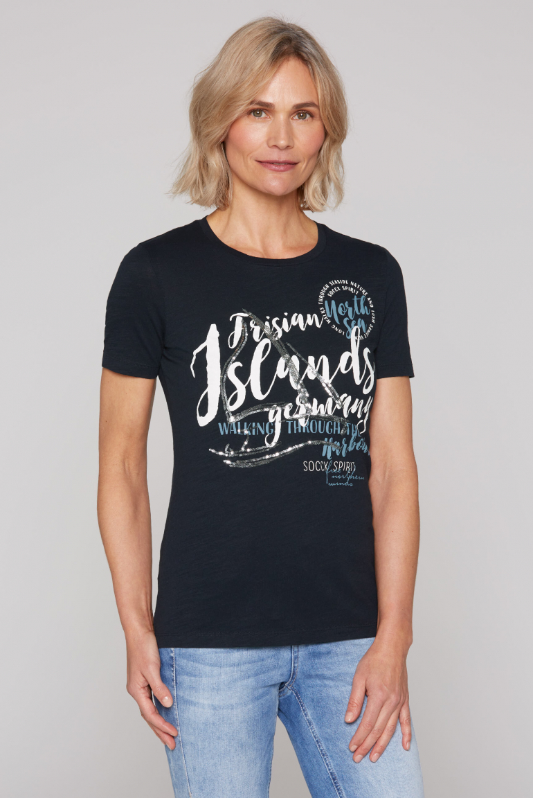 Tričko s flitrovým artworkem 