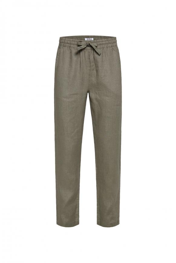 Klasické lněné kalhoty s elastickým pasem 
