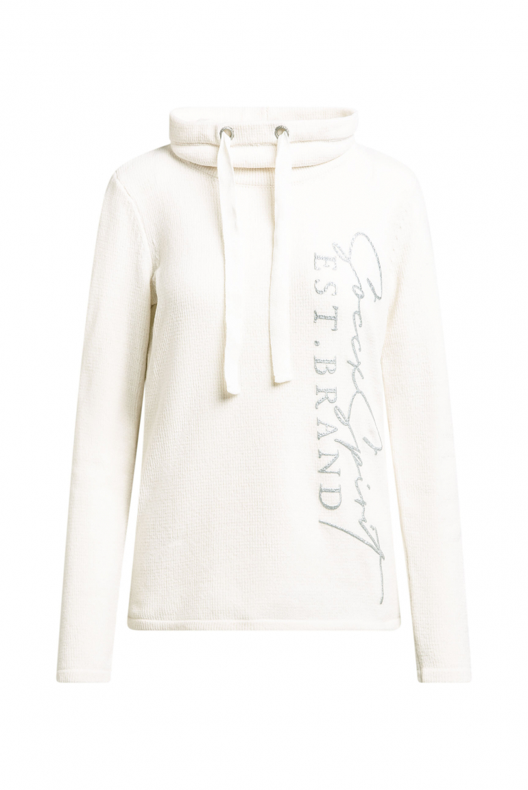 Žinylkový svetr s vysokým límcem a artworkem 