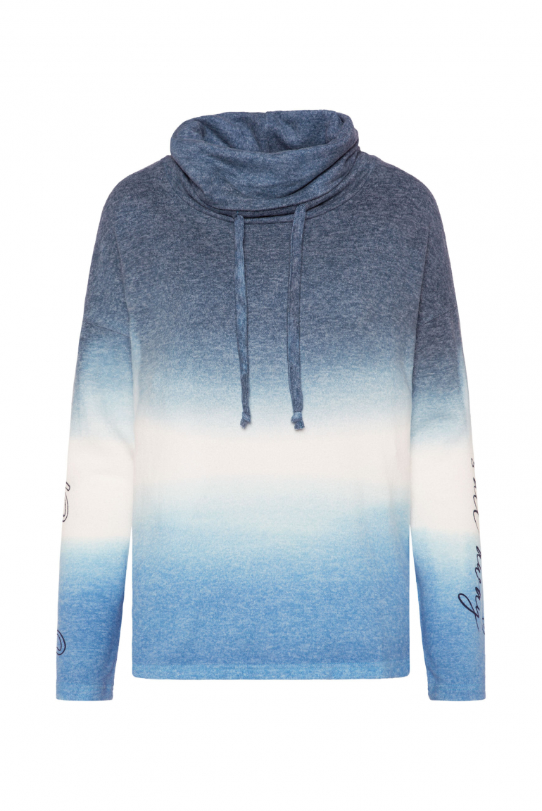 Dip Dye nadýchaný pletený svetr s vysokým límcem 