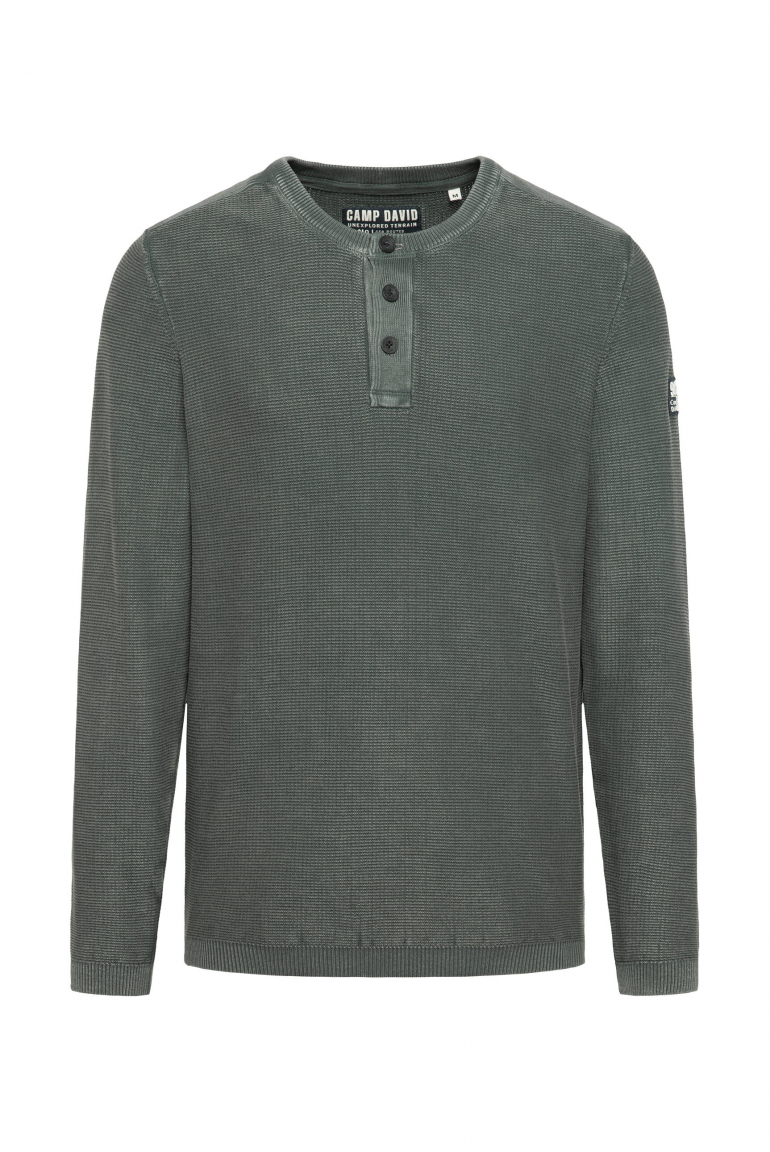 Henley svetr se stonewash úpravou 