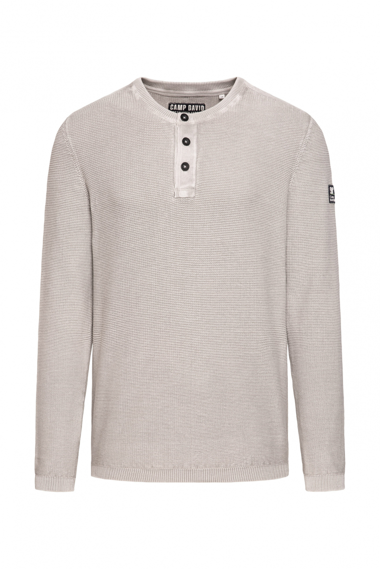 Henley svetr se stonewash úpravou 