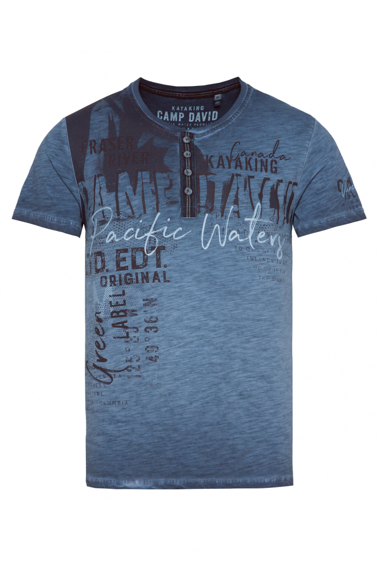 Tričko Henley s barvením vintage a artworkem 