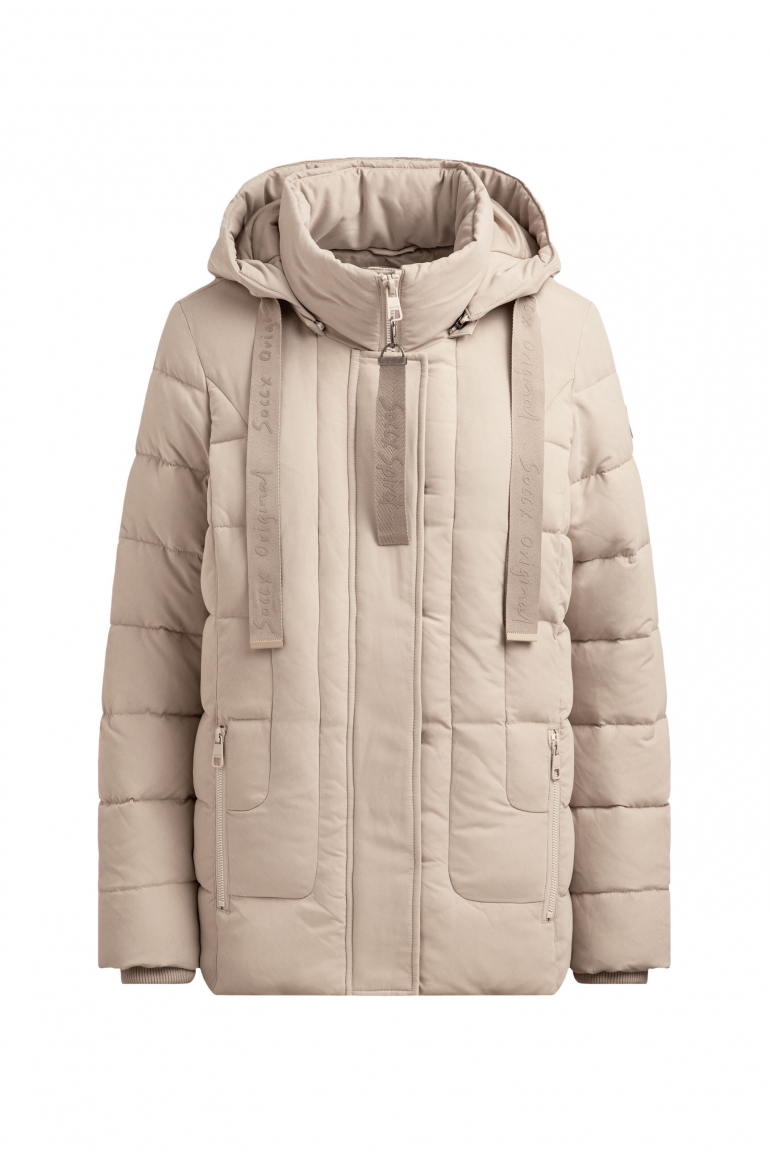 Bunda s prošívaným designem a kapucí 