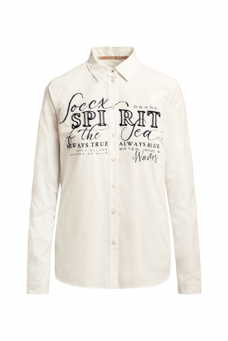 Halenka s dlouhým rukávem a semišovým potiskem loga 