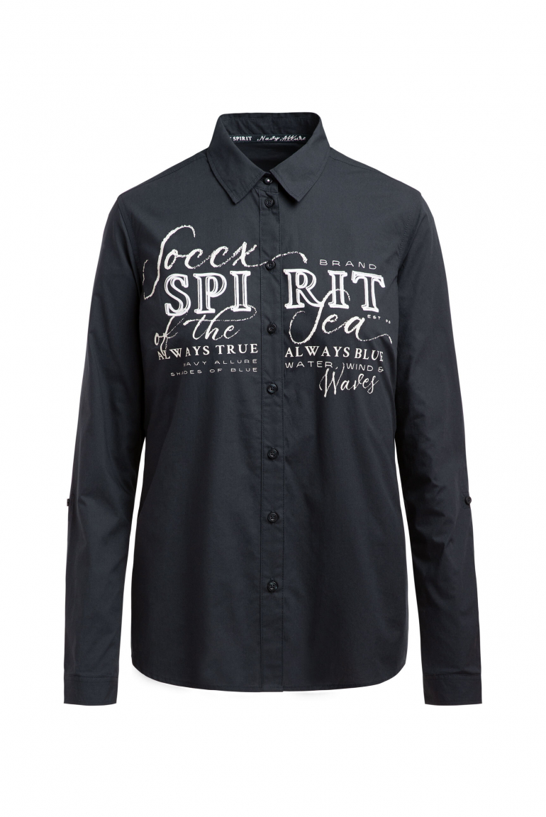 Halenka s dlouhým rukávem a semišovým potiskem loga 