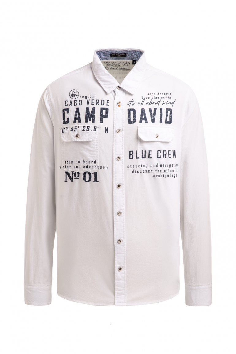 Košile s dlouhým rukávem, klopovými kapsami a potisky 