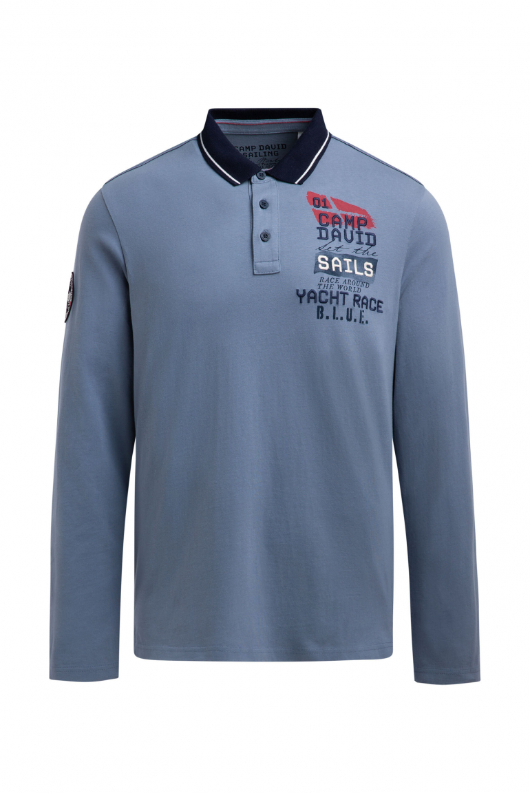 Polo tričko s dlouhým rukávem a artworkem na zádech 