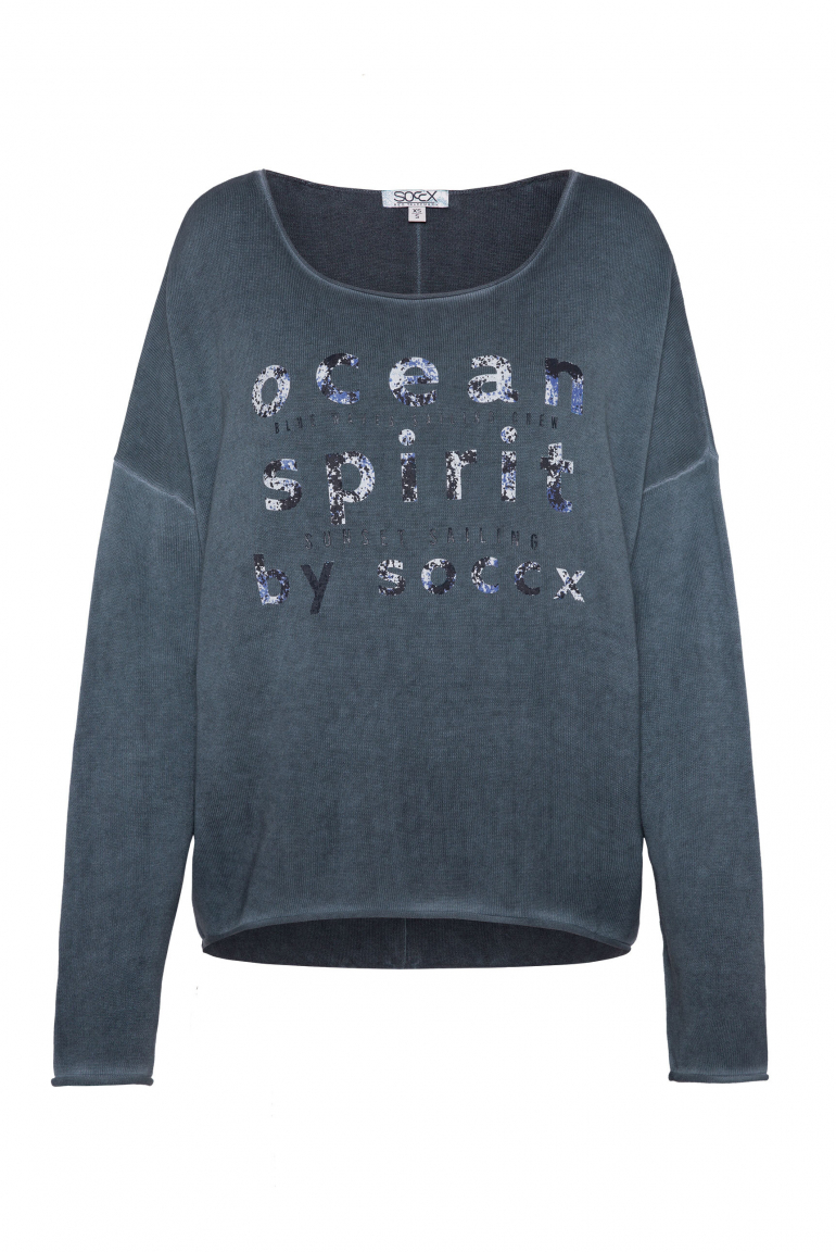 Oversized svetr vintage vzhledu s artworkem 