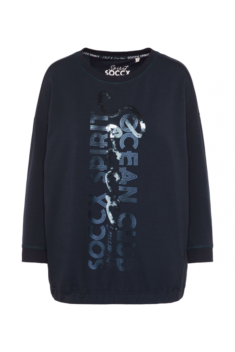 Oversized mikina s artworkem s flitry 