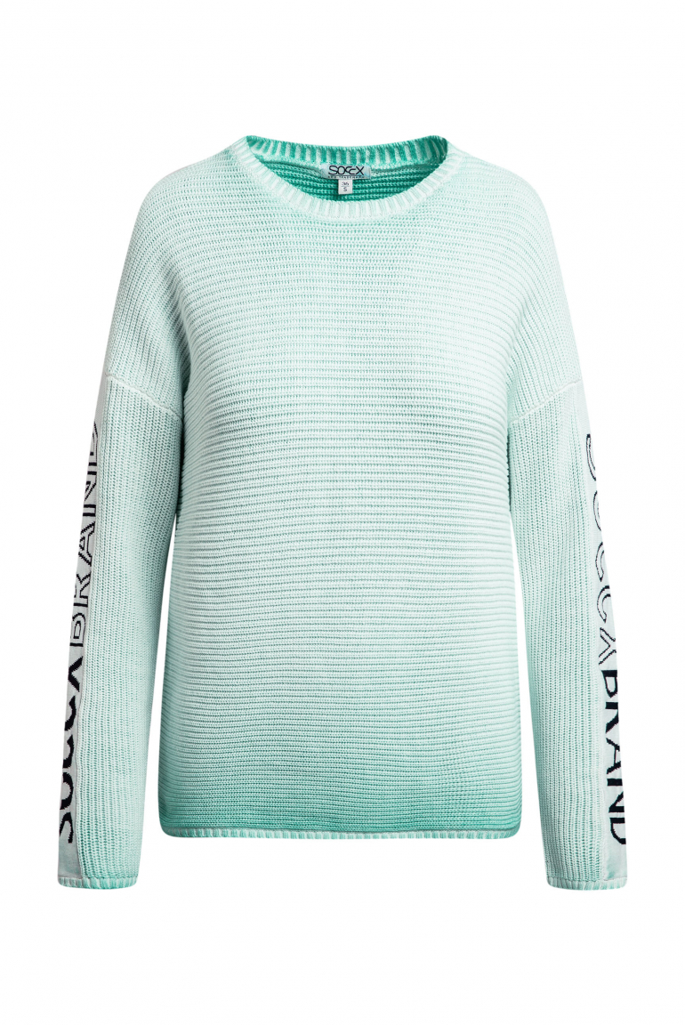 Svetr s intarzovaným vzorem na rukávech 