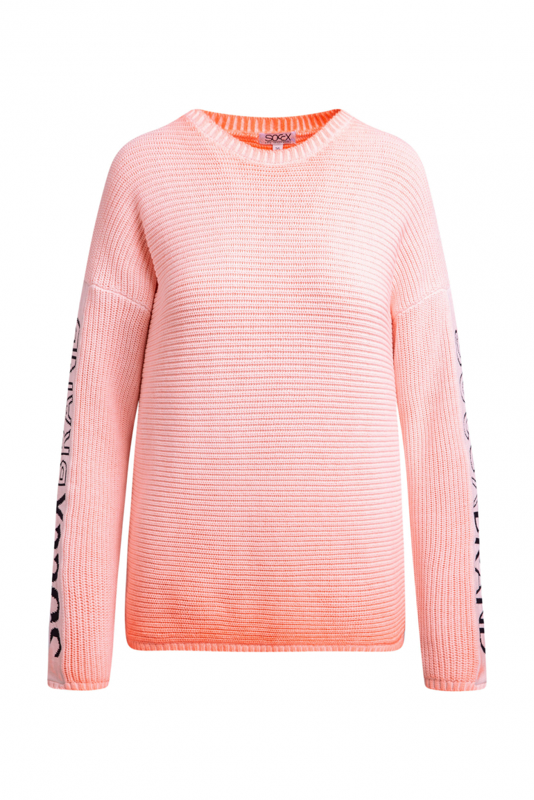 Svetr s intarzovaným vzorem na rukávech 