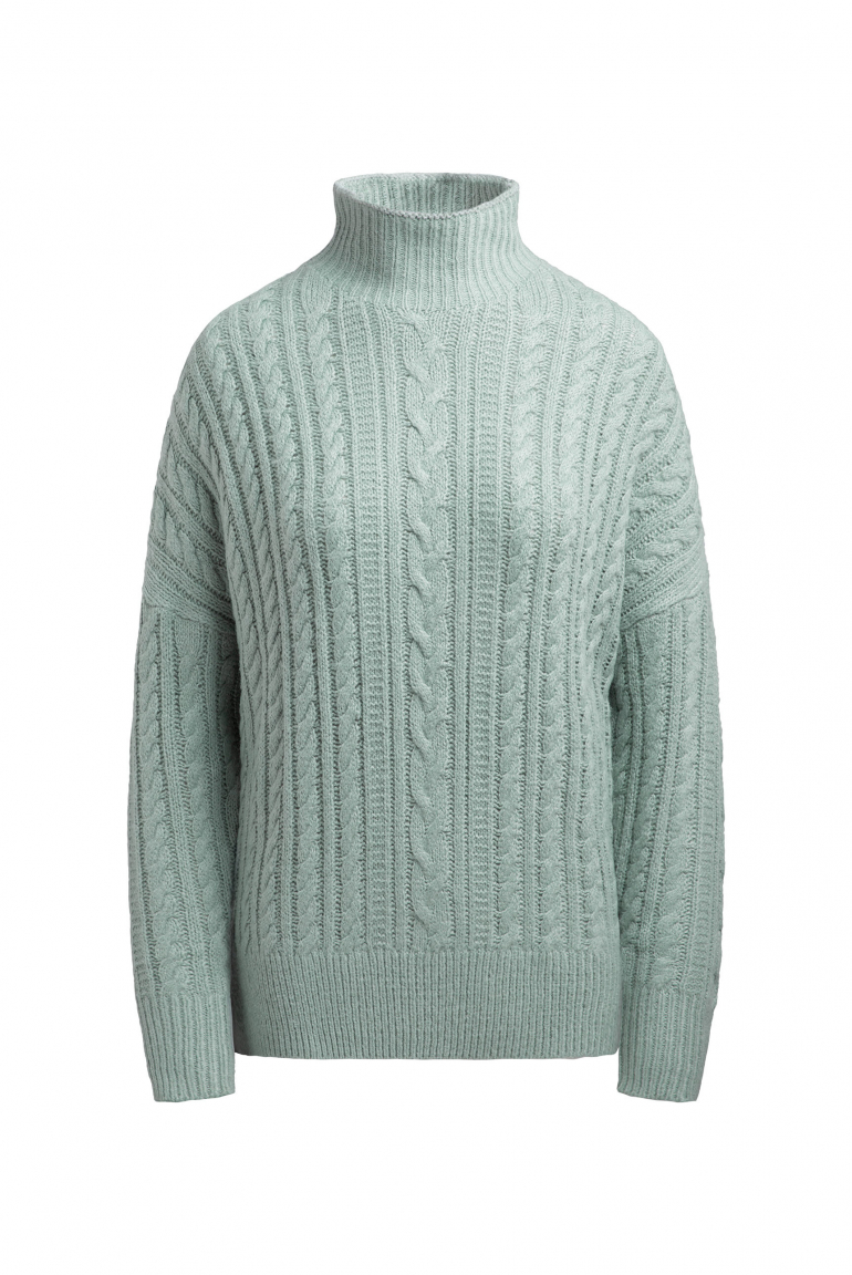 Svetr s copánkovým vzorem a stojáčkem 