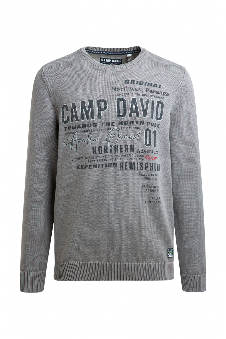 Svetr s kulatým výstřihem a potisky loga 