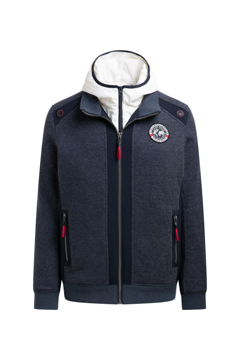 Pletená fleecová bunda s odnímatelnou kapucí 