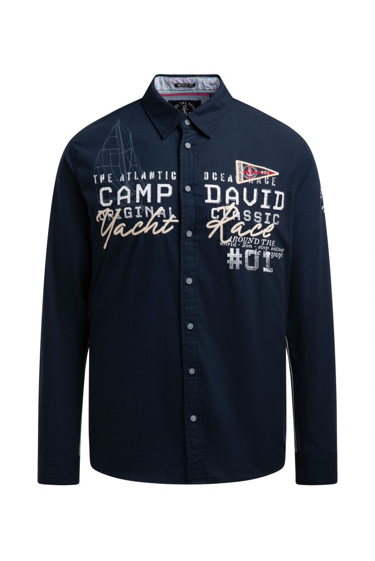 Strukturovaná košile s dlouhým rukávem a aplikacemi loga 