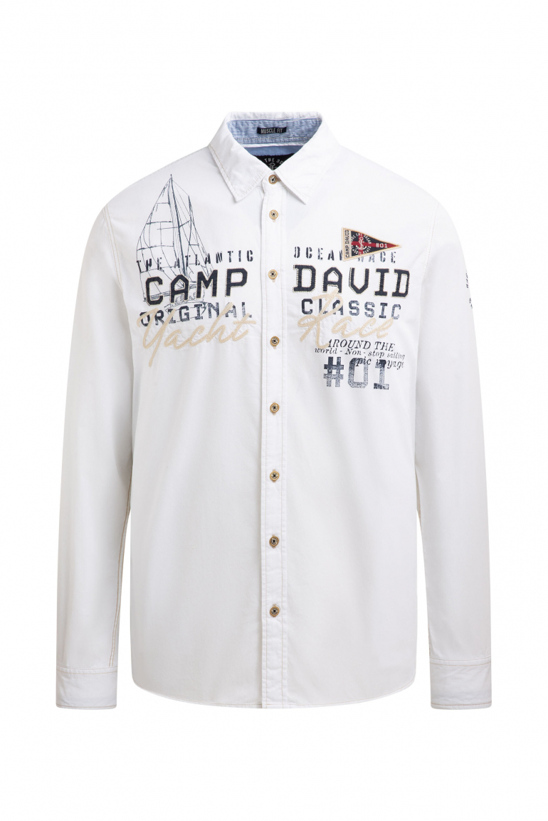 Strukturovaná košile s dlouhým rukávem a aplikacemi loga 