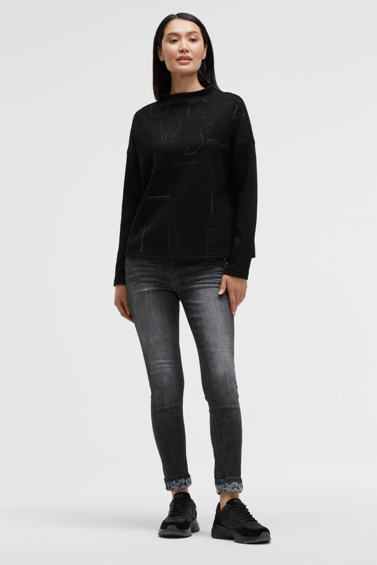 Boxy mikina s potiskem a ozdobnými kamínky