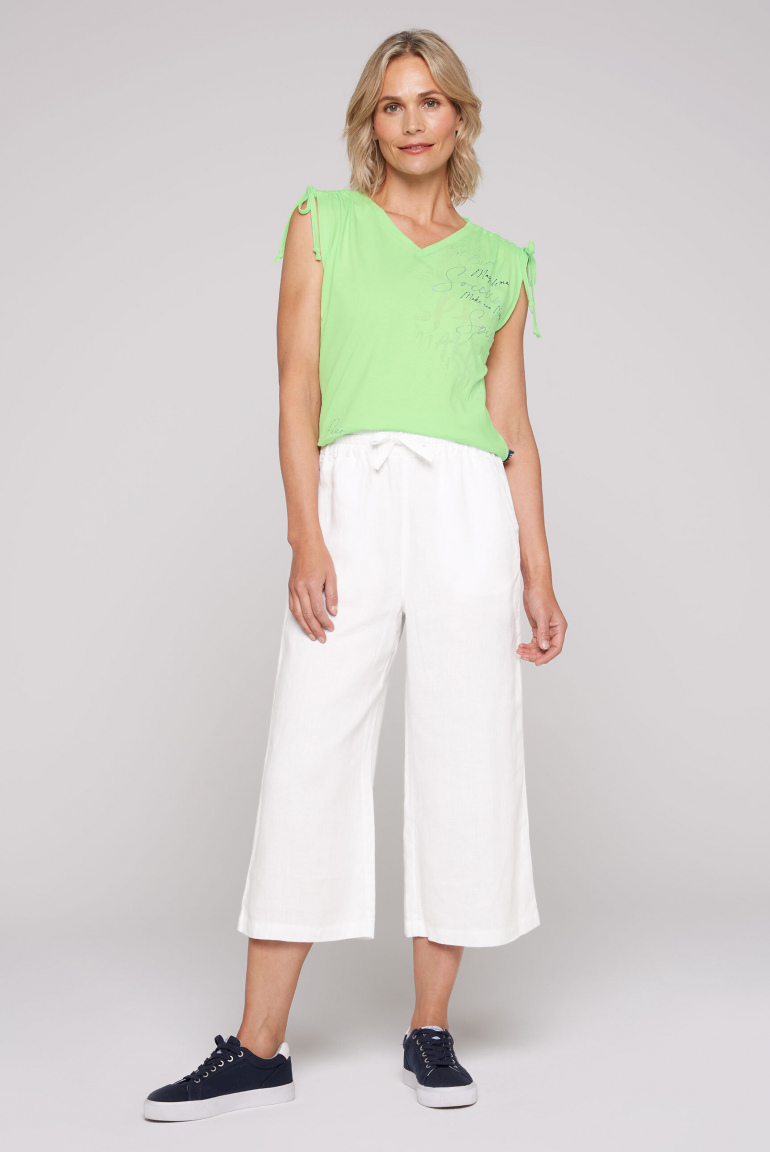 Lněné culottes s elastickým pasem