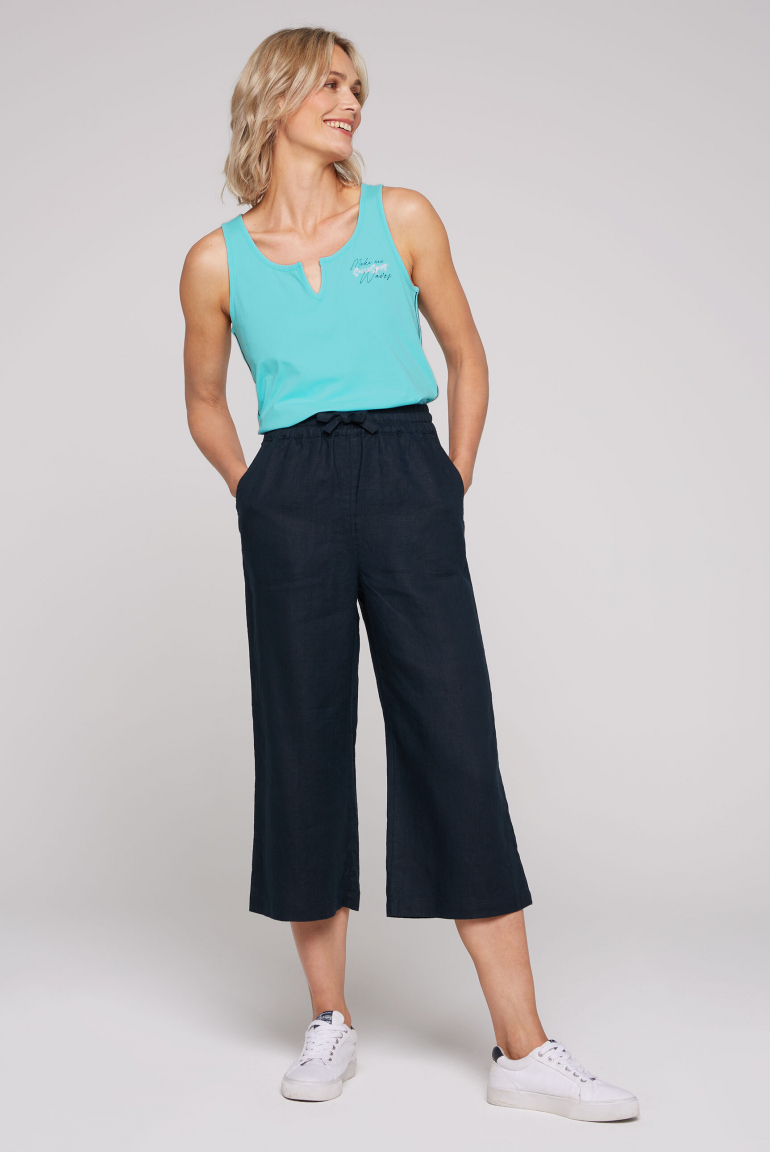 Lněné culottes s elastickým pasem