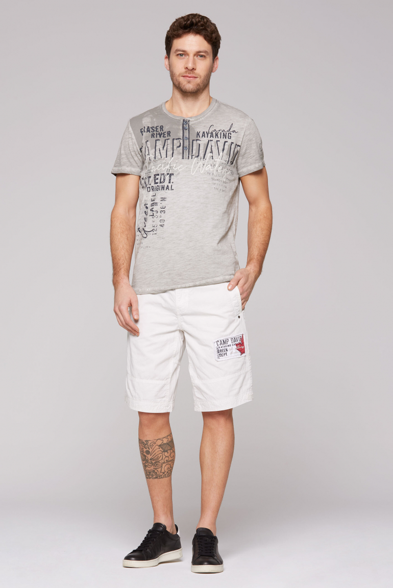 Tričko Henley s barvením vintage a artworkem