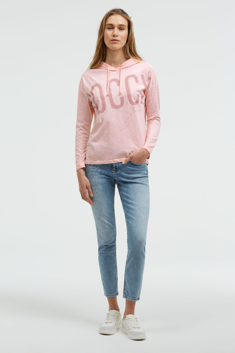 Tričko s dlouhým rukávem, kapucí a artworkem loga