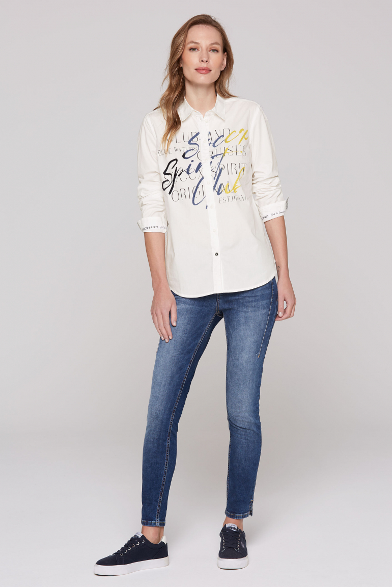 Halenka s dlouhými rukávy a potiskem s jemnou texturou