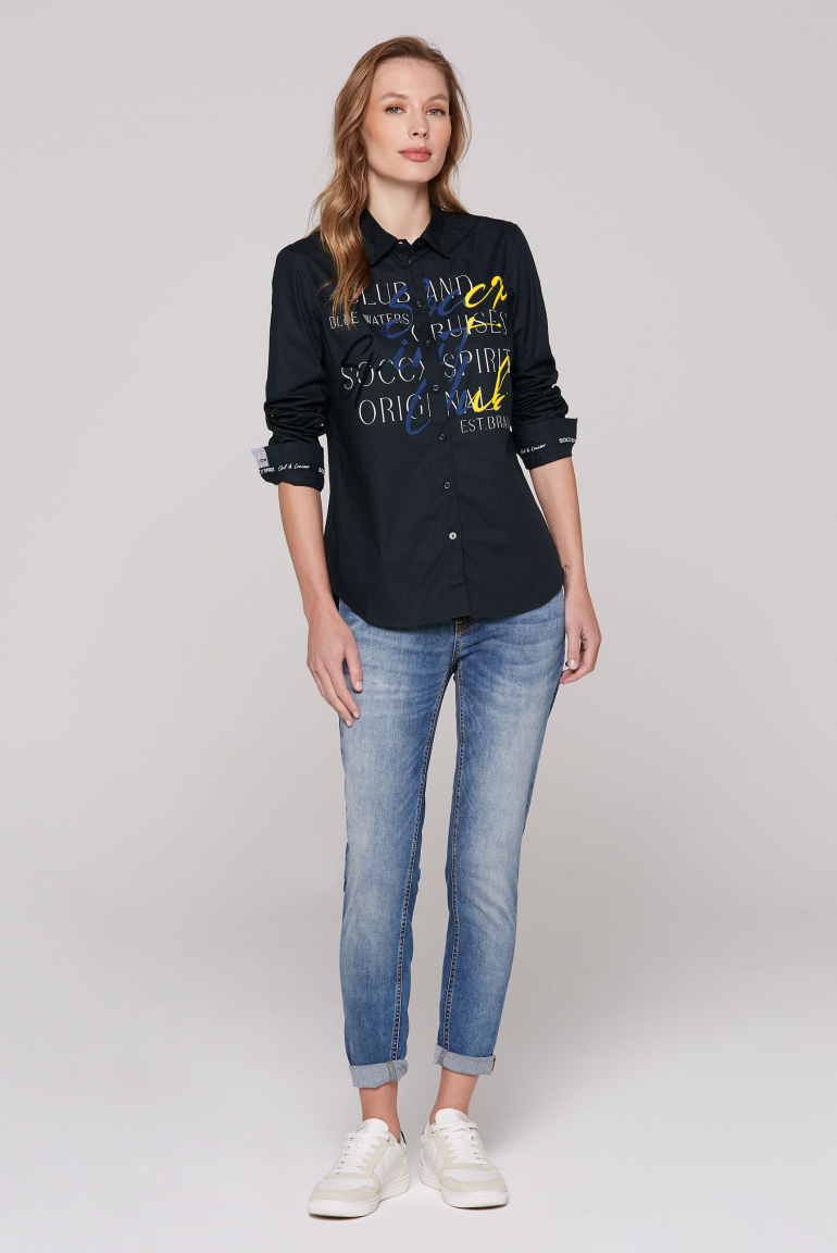 Halenka s dlouhými rukávy a potiskem s jemnou texturou